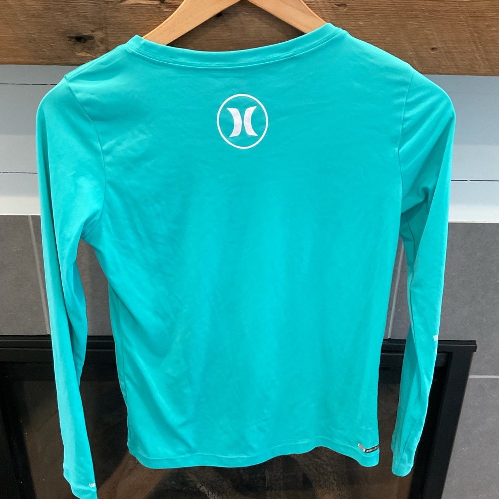 Hurley turquoise rash guard swim shirt